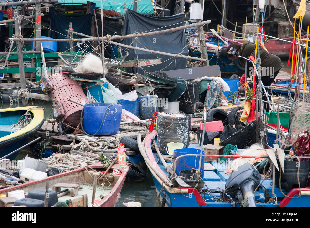 chaotic fishing boats Stock Photo