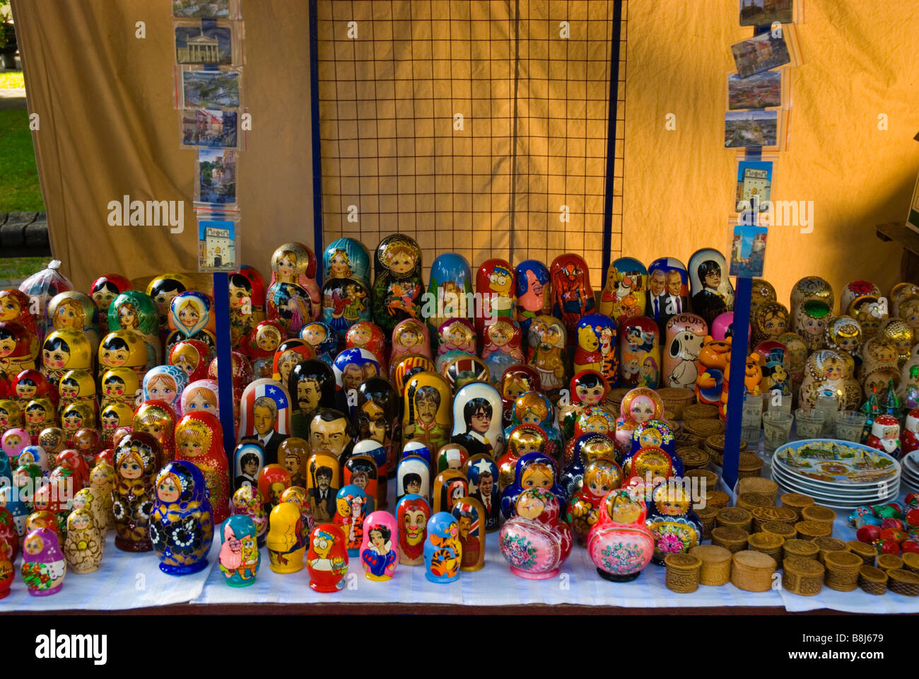 Russian dolls for sale along Pilies gatve street in Vilnius Lithuania Europe Stock Photo