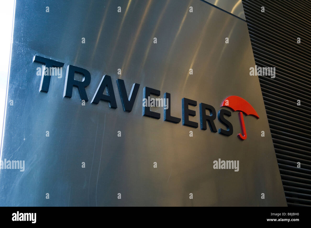 The Travelers umbrella at a midtown office building on February 24 2009 Frances M Roberts Stock Photo
