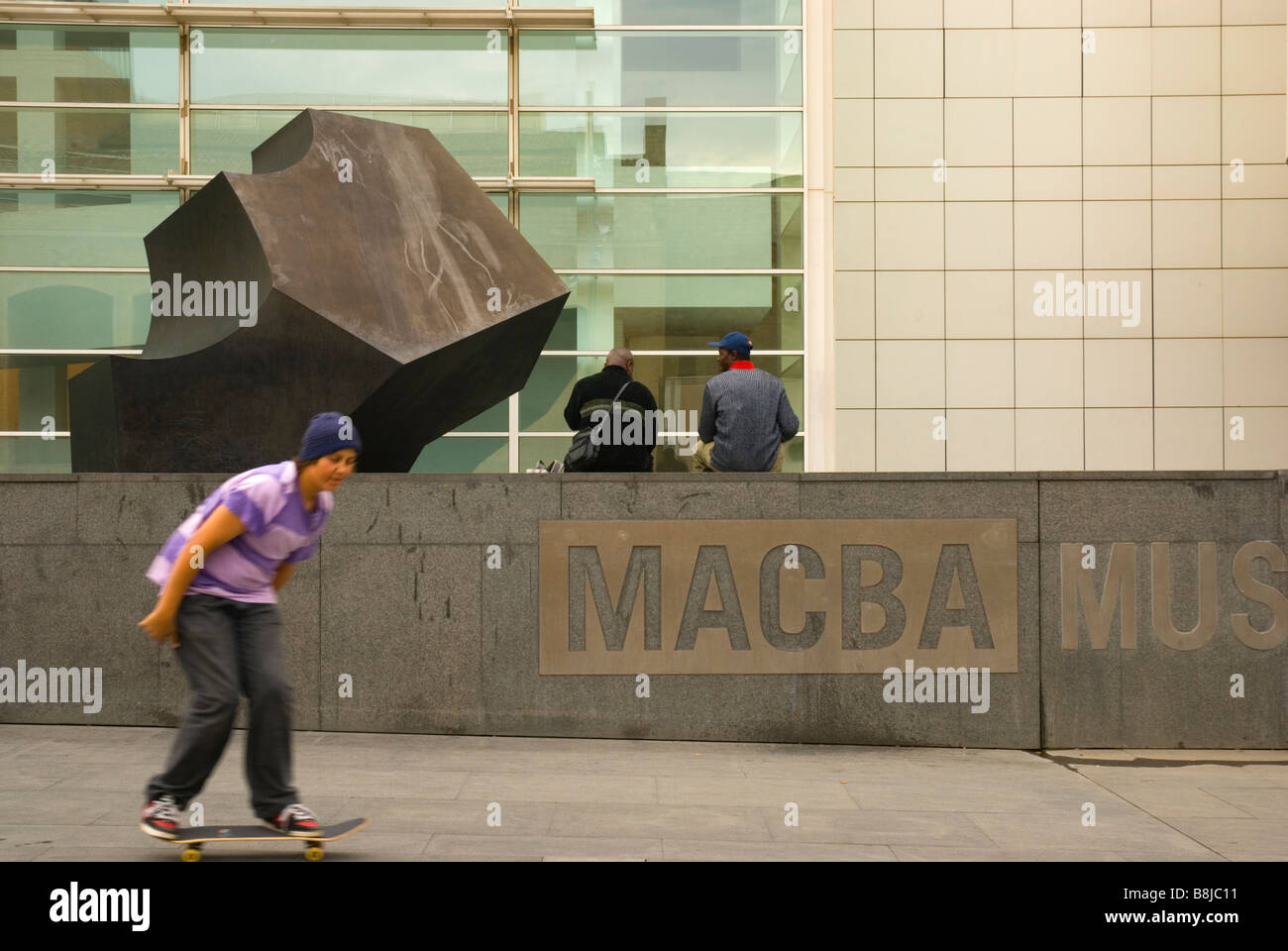 People in front of MACBA art museum at Placa dels Angels in El Raval distrist of Barcelona Spain Europe Stock Photo