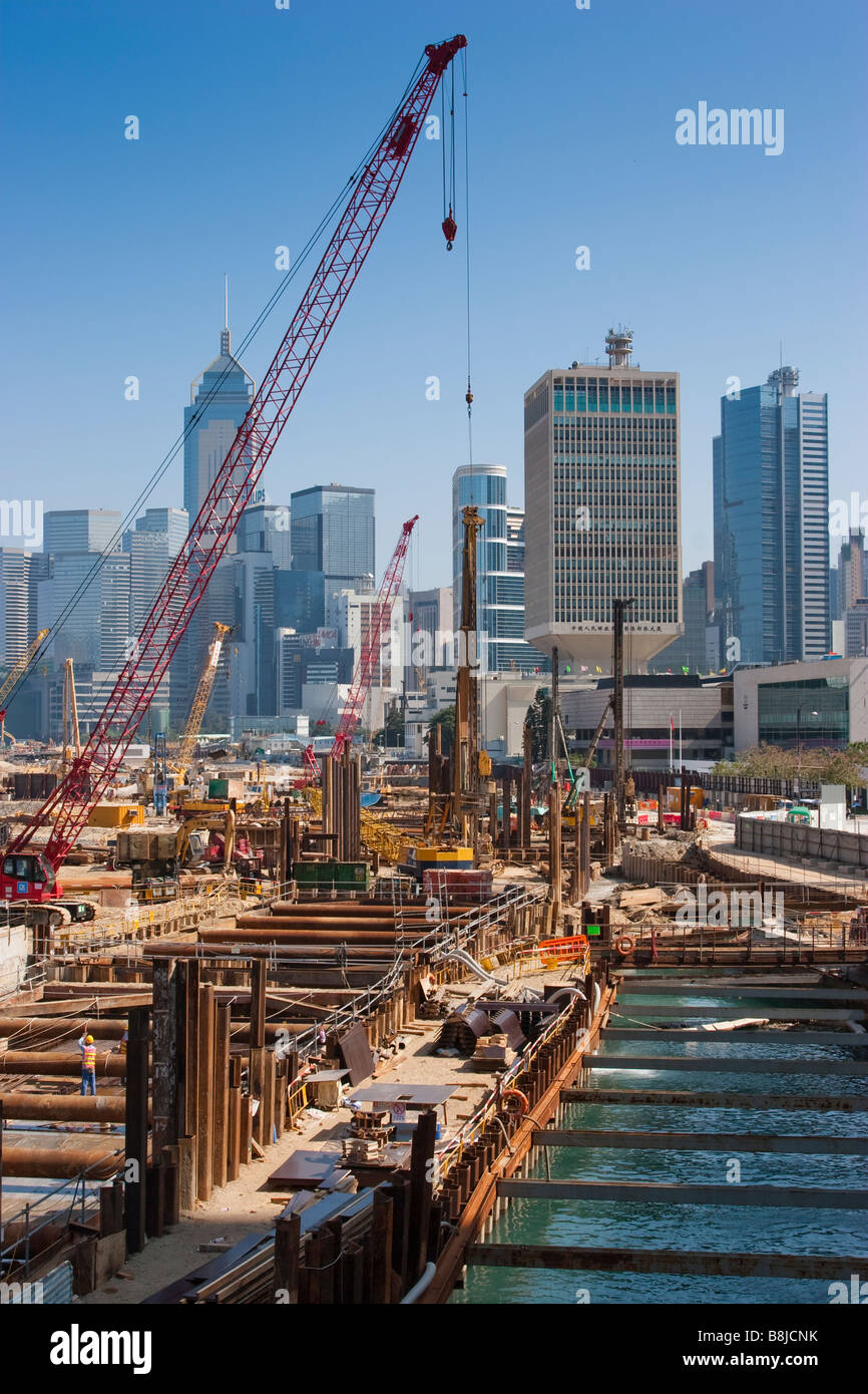 Central land reclamation Hong Kong Wanchai Tamar Stock Photo - Alamy