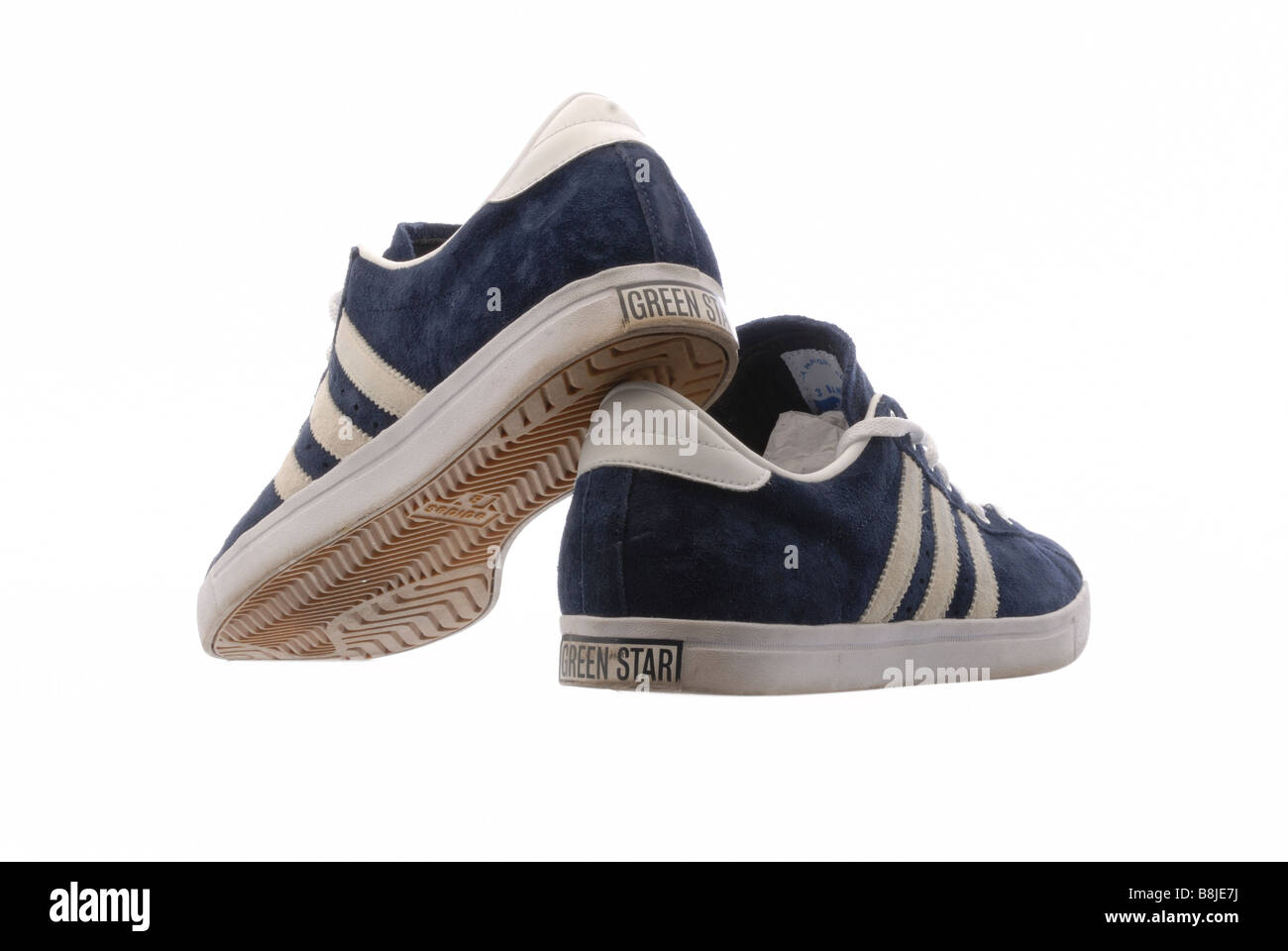 Blue and Cream Adidas Green Star Trainers on White Cutout Stock Photo -  Alamy