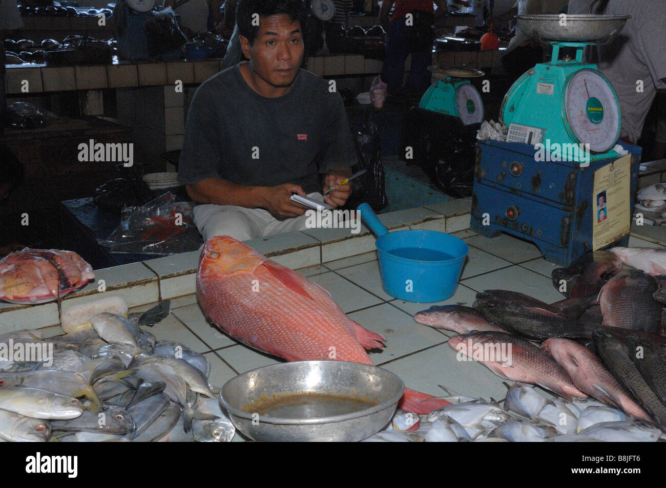 Fish for sale interior of SAFMA fish market Kota Kinabalu Sabah Malyasia Borneo South east Asia