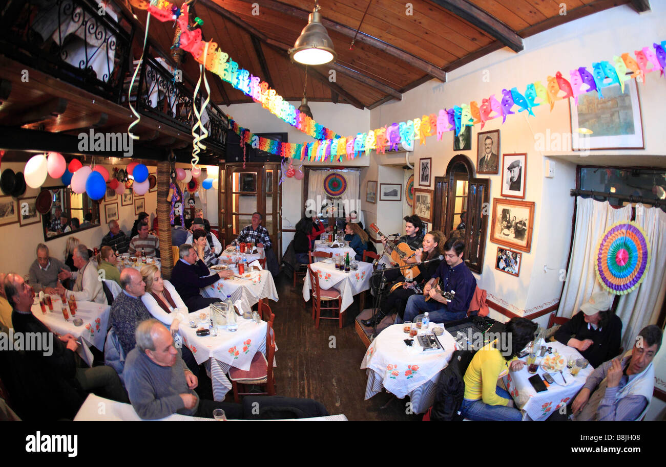 greece saronic islands egina a restaurant with rembetika music Stock Photo