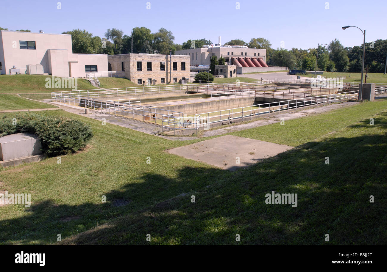 A municipal waste water treatment plant Stock Photo