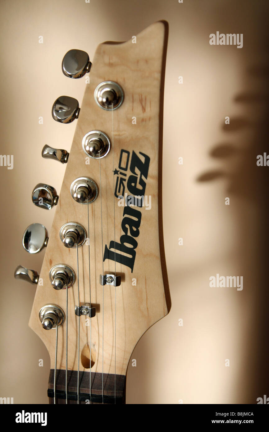 The head of an Ibanez guitar. Stock Photo