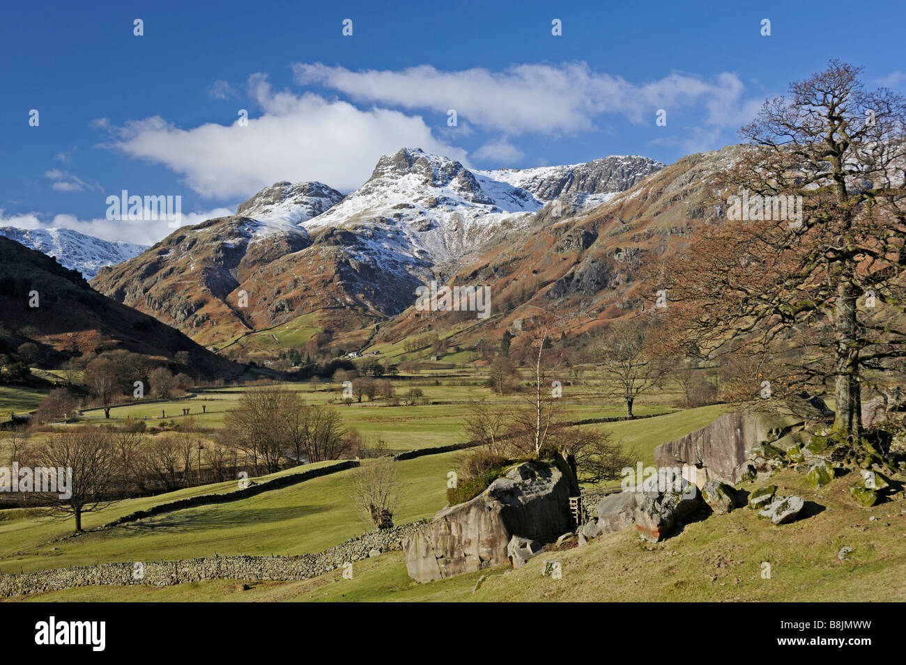 The Langdale Pikes. Great Langdale. Lake District National Park, Cumbria, England, United Kingdom, Europe. Stock Photo