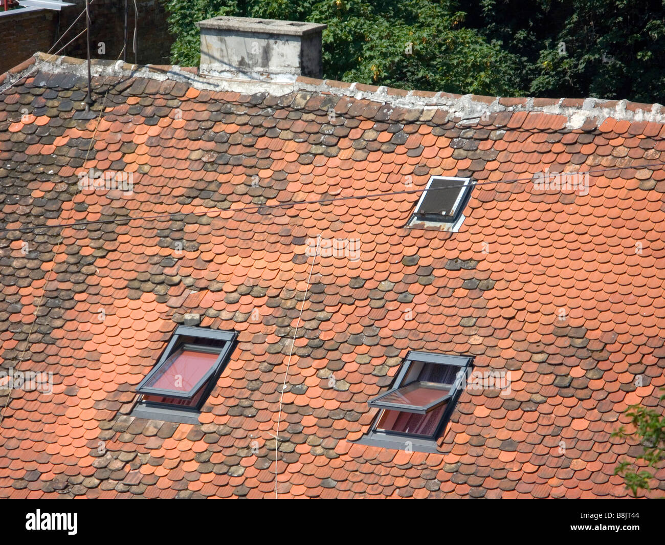 Roof with windows Stock Photo Alamy