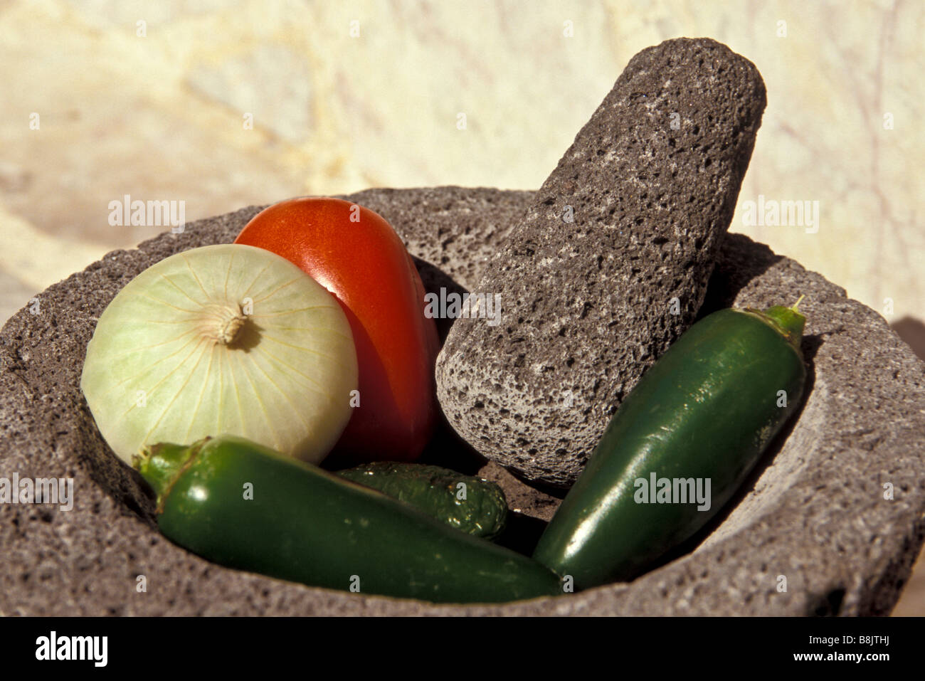Molcajete used in the Mexican kitchen to grind peppers and other spices