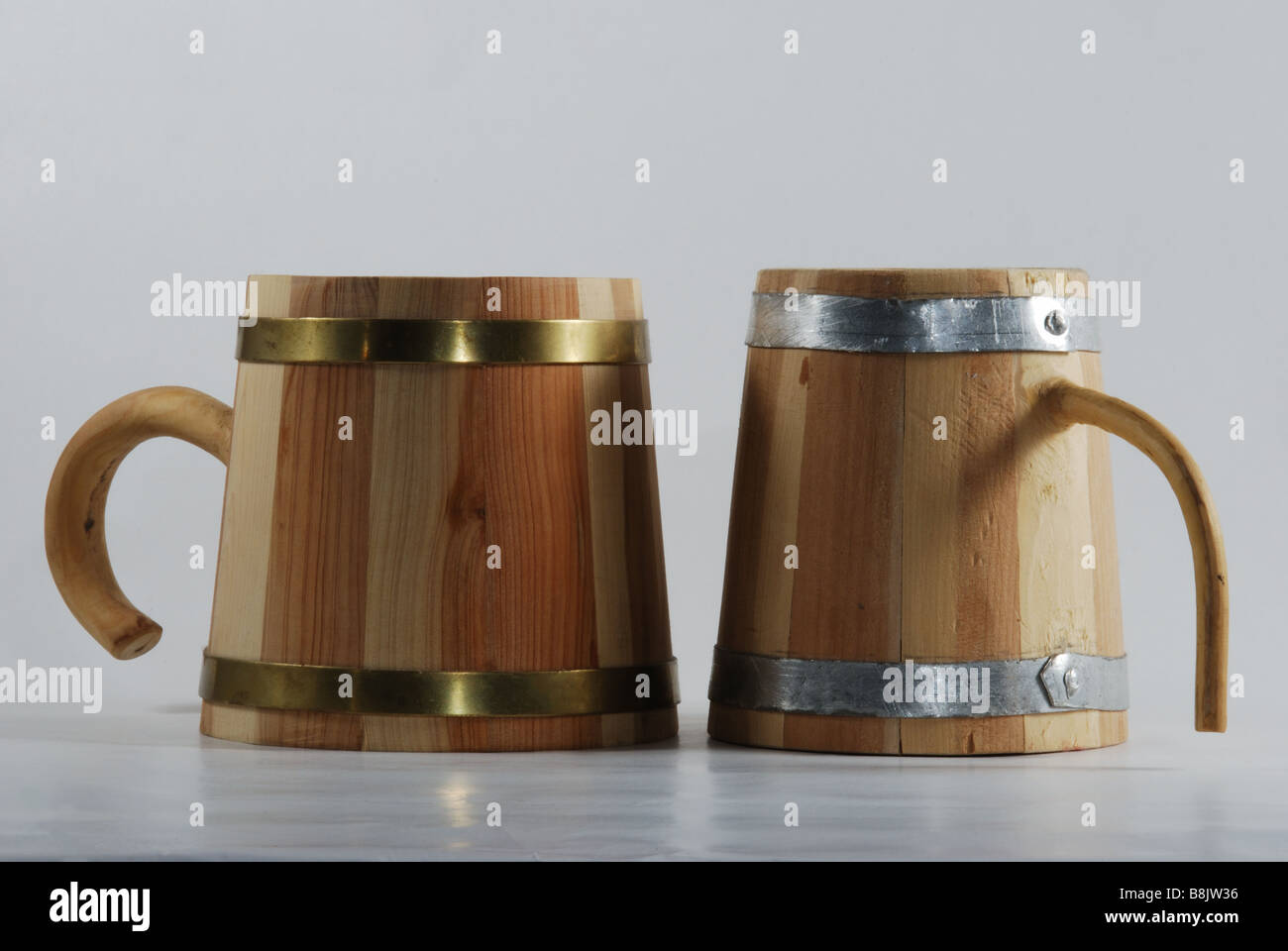 Croatian wooden cups called Bukara traditionally used for drinking wine Stock Photo