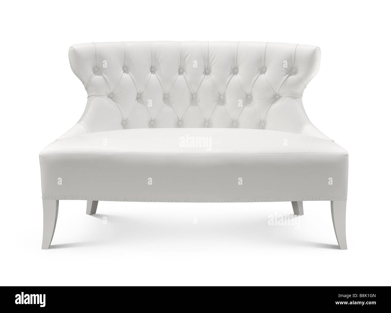 White leather loveseat Stock Photo Alamy
