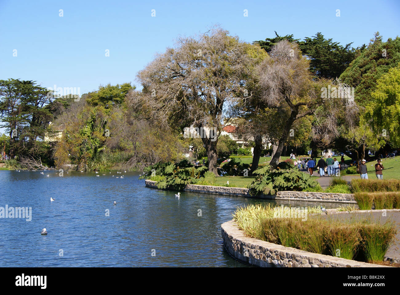 Park by the Palace of fine arts in San Francisco Stock Photo