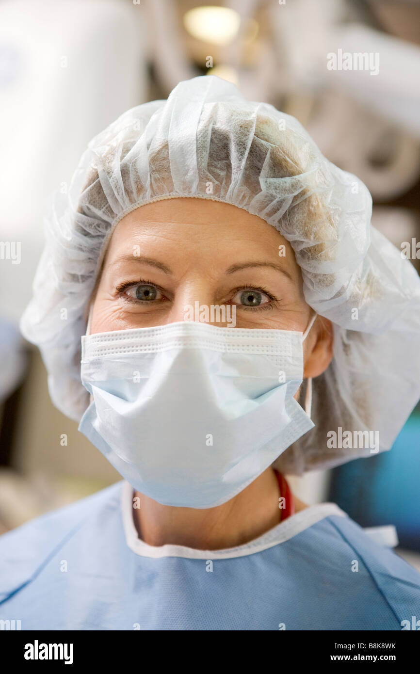 Portrait Of Surgeon In Surgical Scrubs Stock Photo