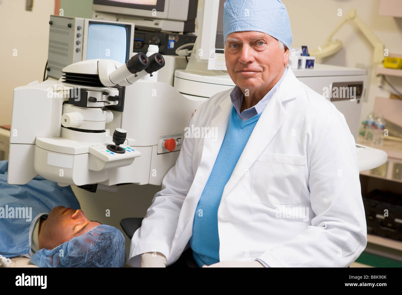 Doctor And Patient About To Undergo Eye Exam Stock Photo