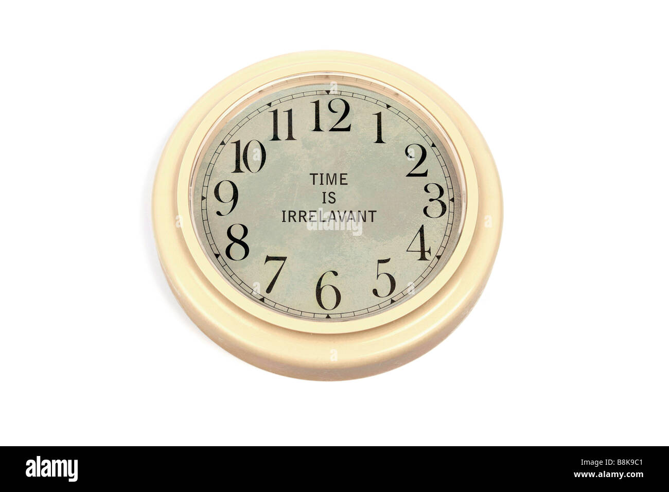 Time is Irrelavant Einstein A clock with no hands Stock Photo