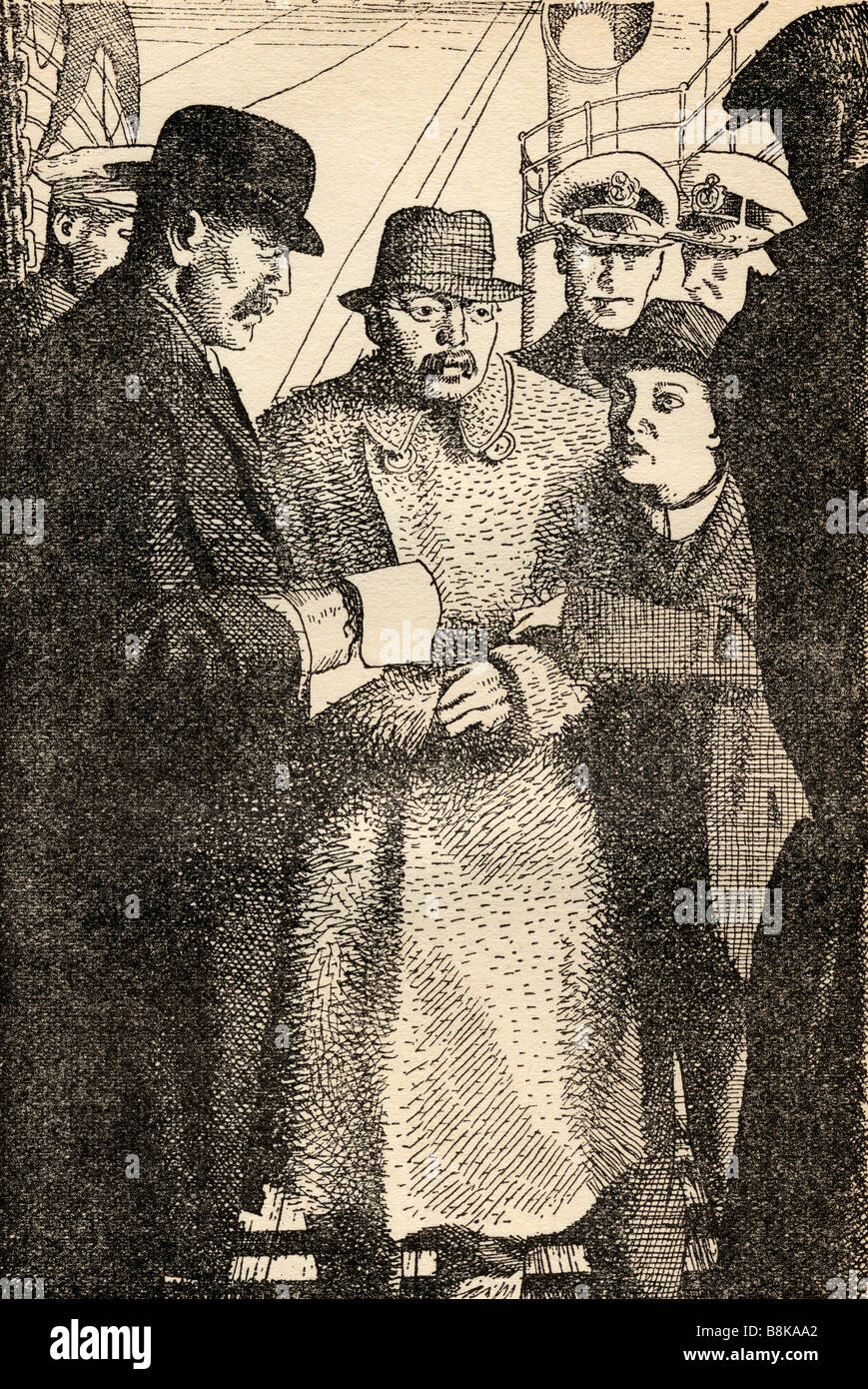 The Arrest of Crippen. John Pimlott Hawley Harvey Crippen, 1862 - 1910. Stock Photo