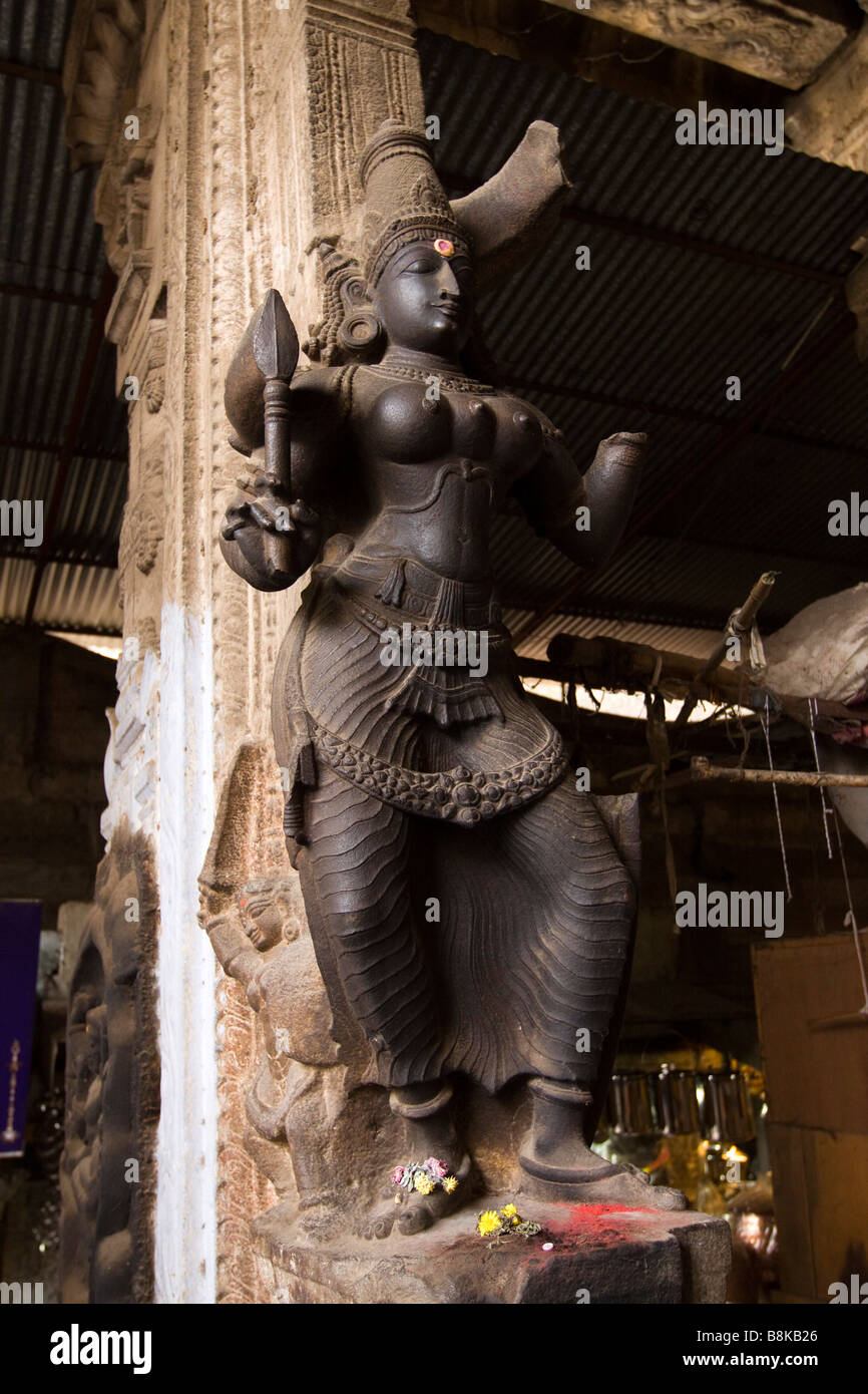 India Tamil Nadu Madurai ancient sculpture of three breasted Meenakshi
