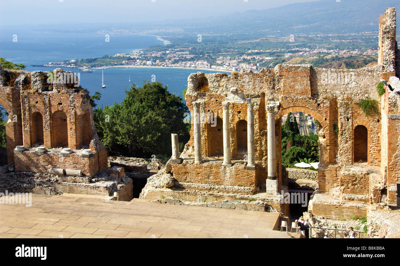 Greek theatre Taormina Sicily Stock Photo