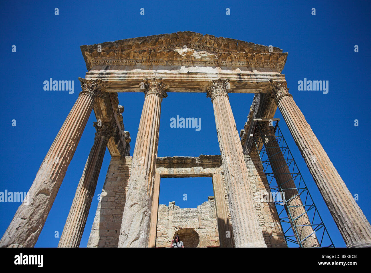 Capitoline Temple. Roman City of Dougga, The Tell, Tunisia. Dougga, The Tell, Tunisia. Stock Photo