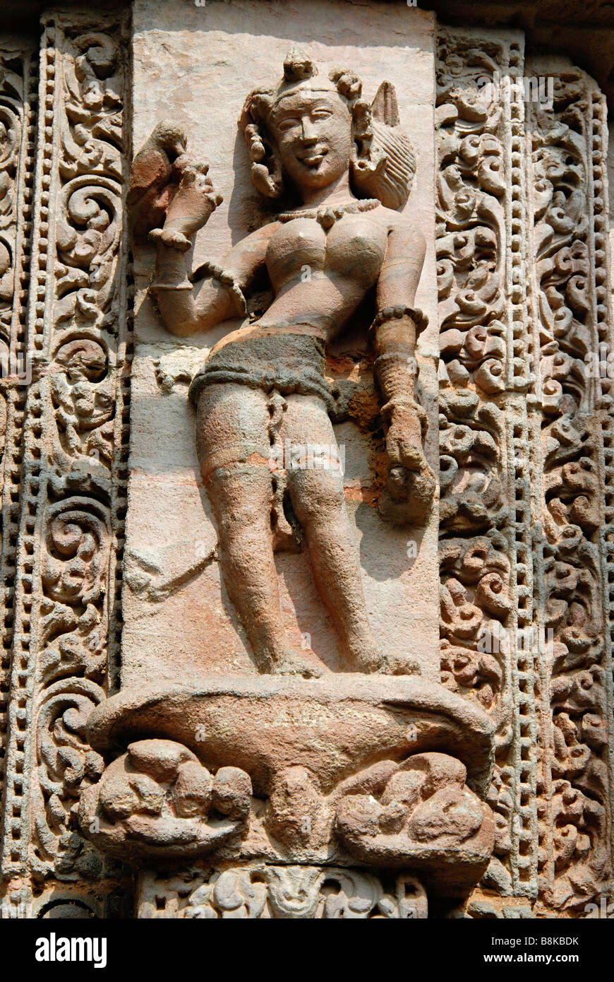 Rajarani Temple-Female figure on the southern wall, central portion. Orissa,  Bhubaneshwar, India. Stock Photo