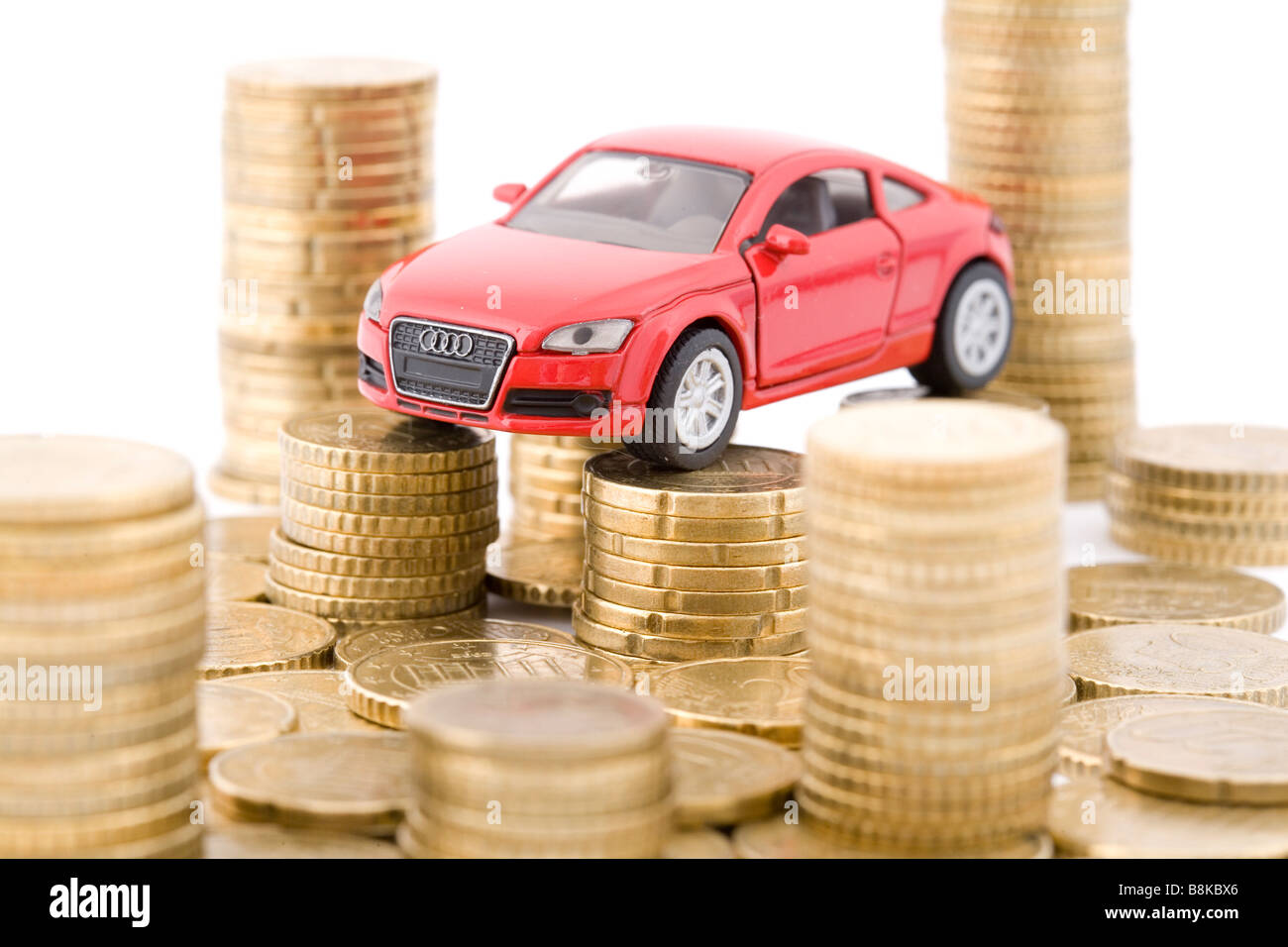 Model car with coins Stock Photo
