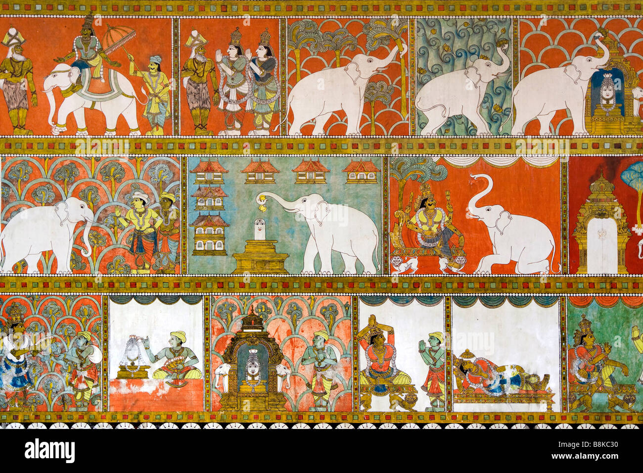 India Tamil Nadu Madurai Sri Meenakshi Temple wall mural of religious