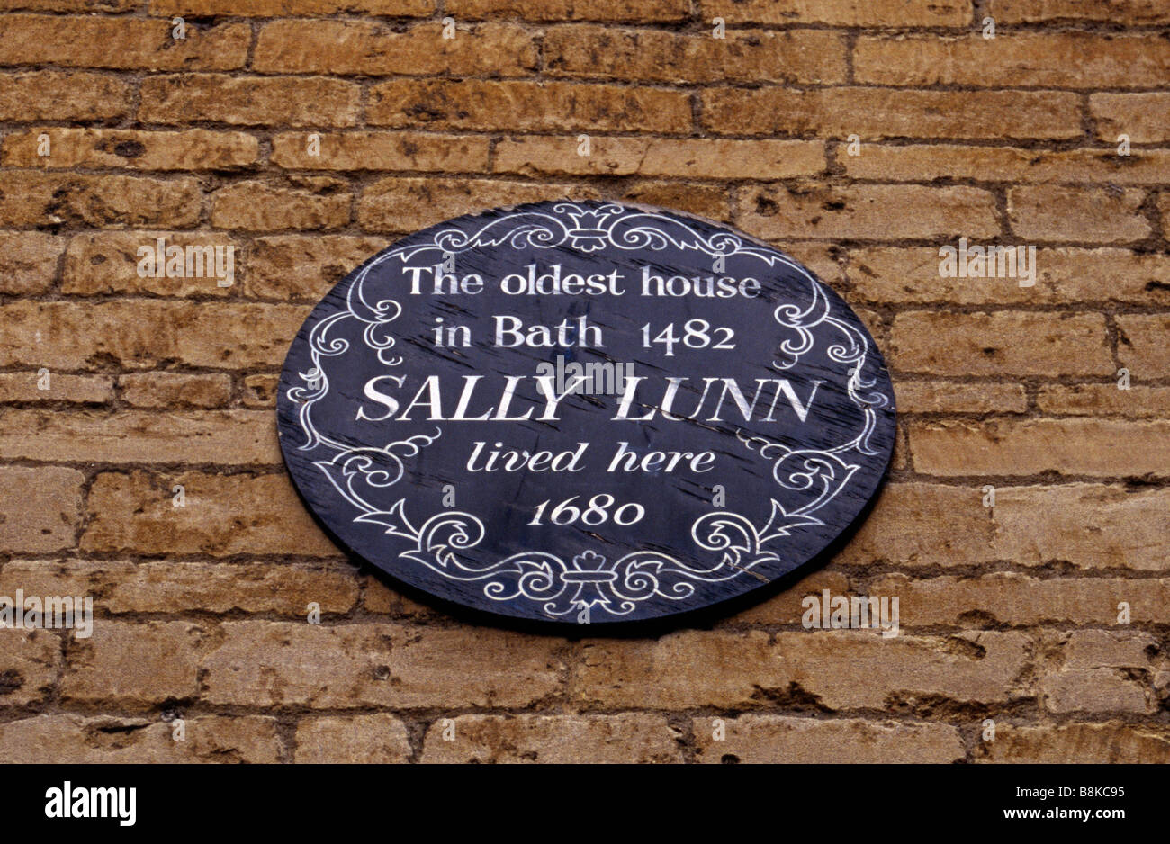 Plaque on Sally Lunn's house Bath Spa Somerset UK Stock Photo