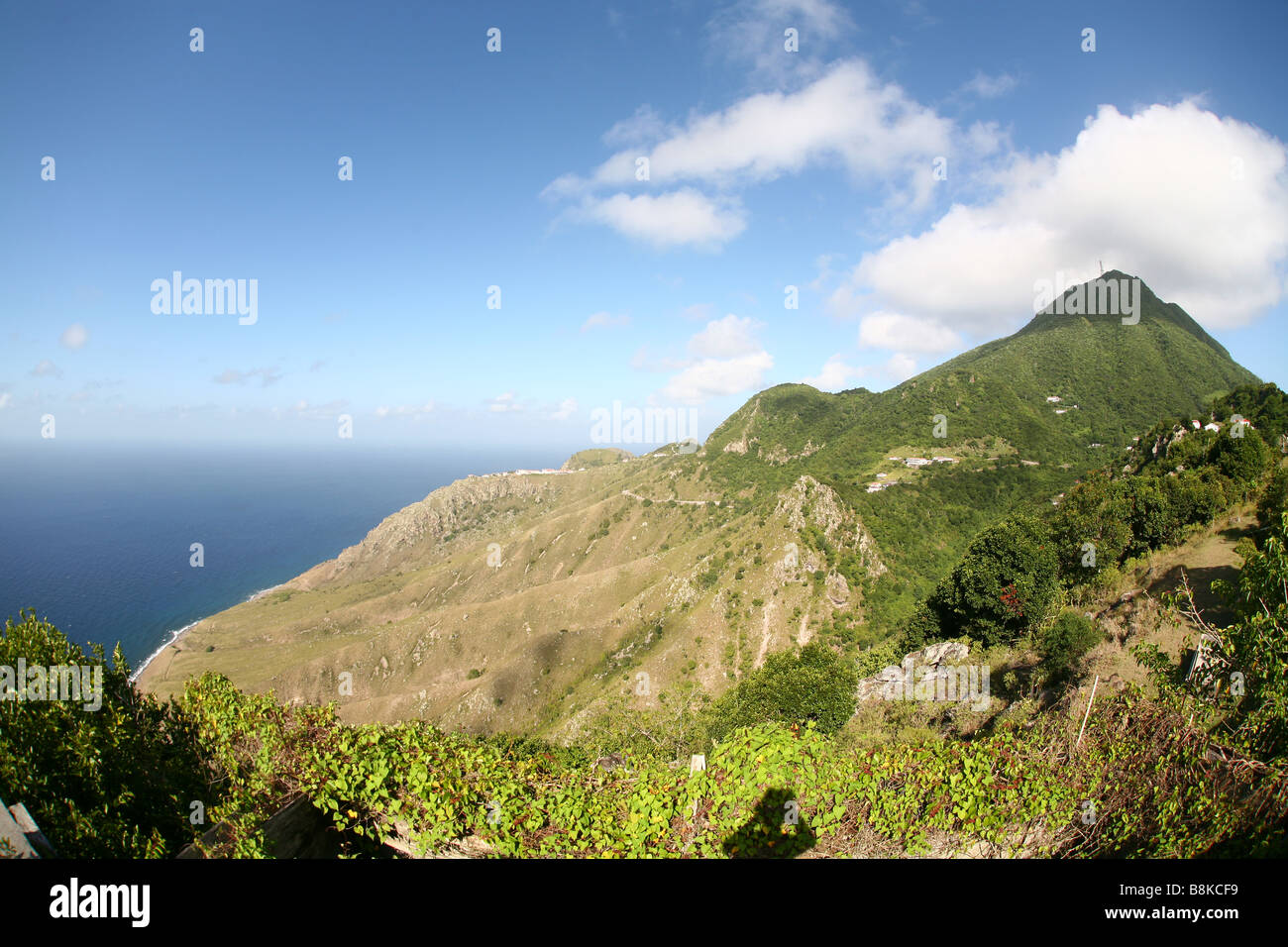 View Over The Volcano Mount Scenery On The Caribbean Isle Saba In The Stock Photo Alamy
