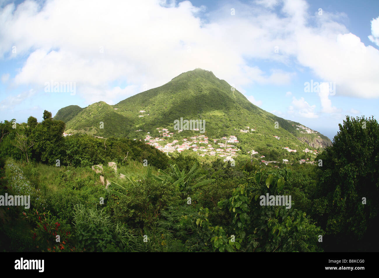 View Over The Volcano Mount Scenery On The Caribbean Island Saba In Stock Photo Alamy