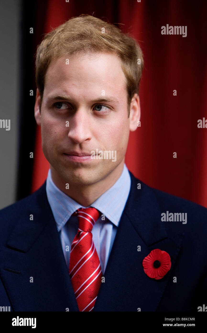 Prince William in Cardiff in November 2008 wearing a Remembrance Poppy Stock Photo