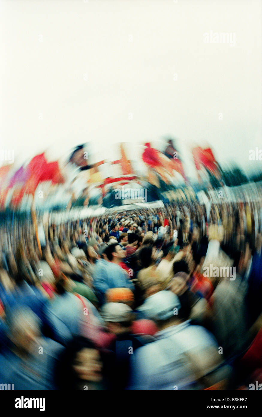 Glastonbury Festival, crowd with flags in the Jazz World arena Stock Photo