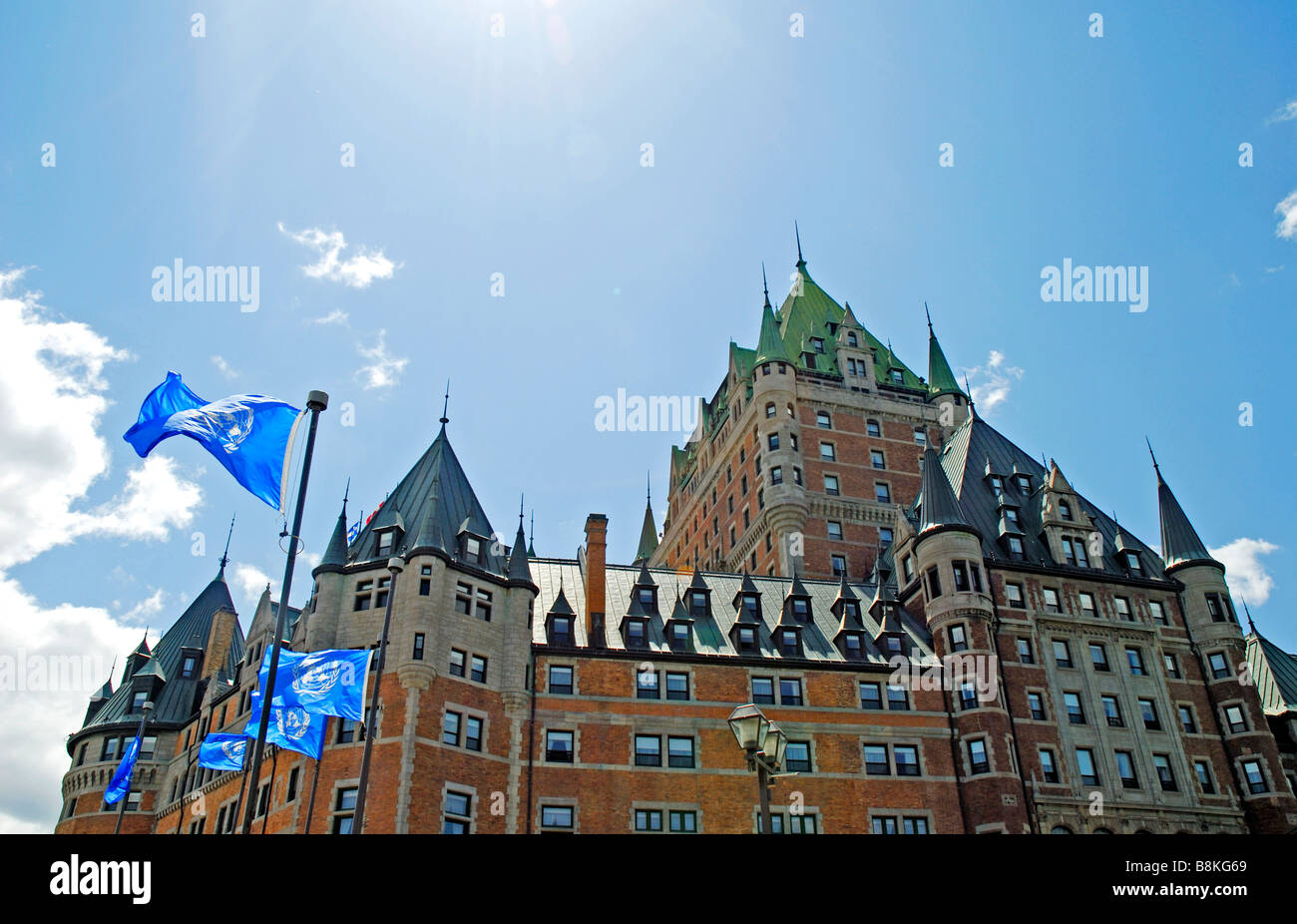Quebec is a French speaking province of Canada. This is the Hotel Frontenac overlooking the St