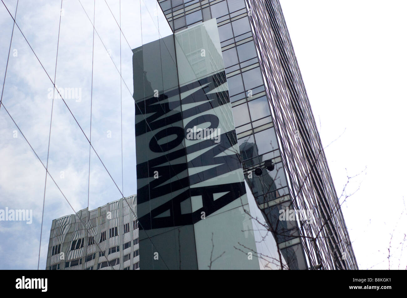 Low Angle View of Museum of Modern Art (MOMA) Building in New York City, USA (For Editorial Use Only) Stock Photo