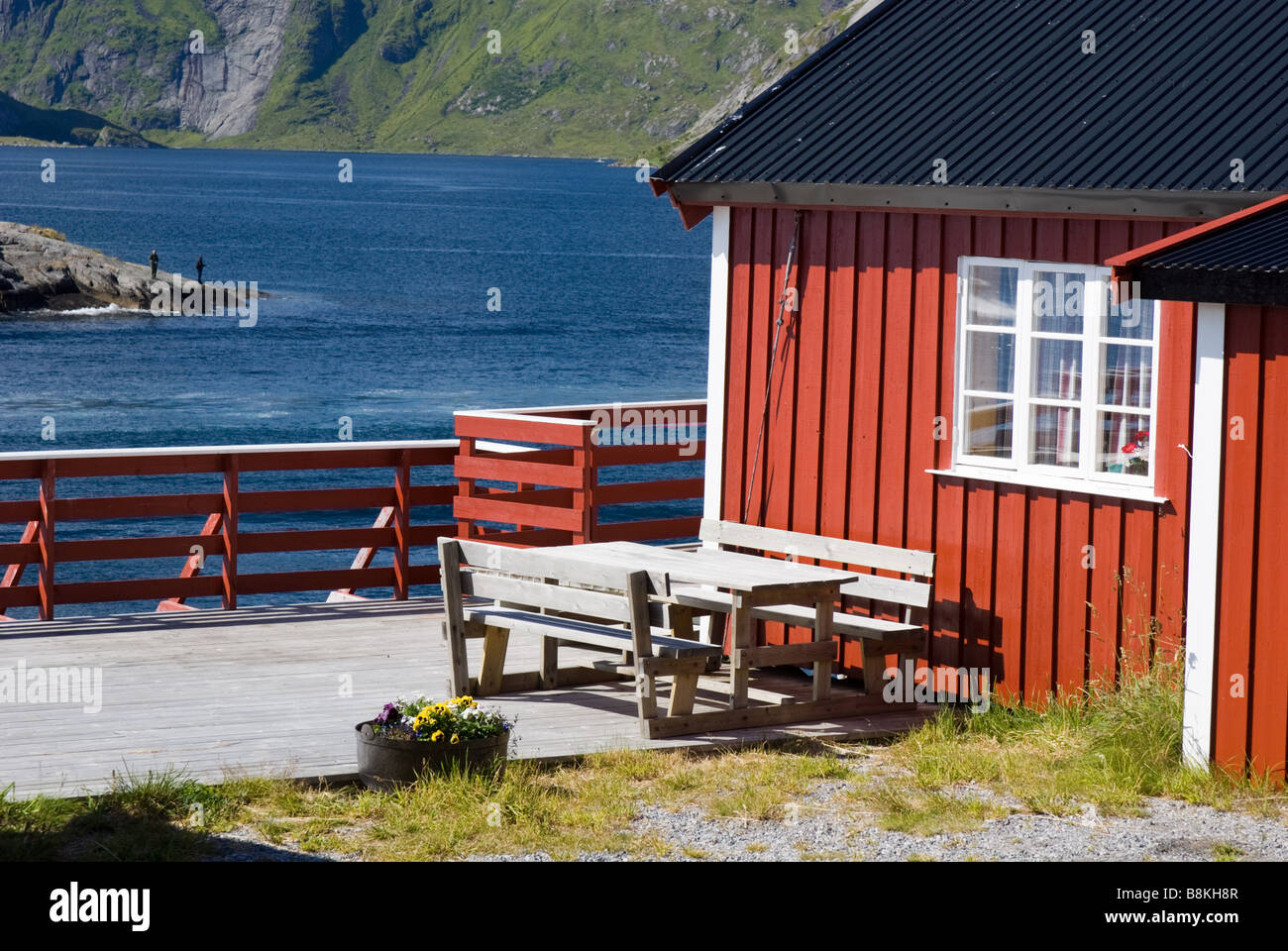 House in Hamnøy, Moskenesøya, Lofoten, Nordland, Norway, Scandinavia Stock Photo