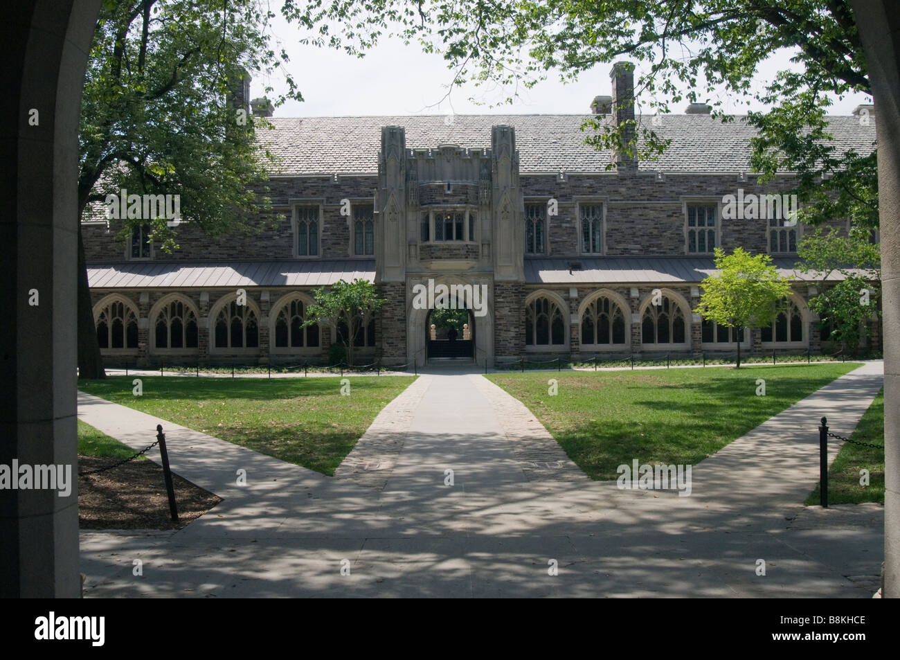 Three footpaths and buildings on the campus of Princeton University ...