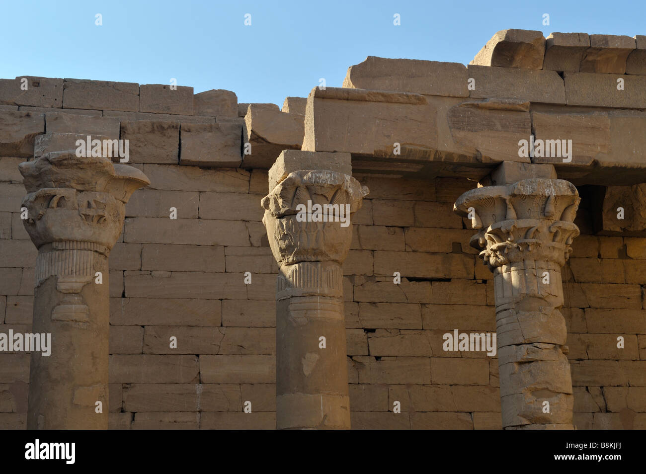 Forecourt columns, Kalabsha Temple, New Kalabsha Island, Aswan, Egypt 081122 33360 Stock Photo