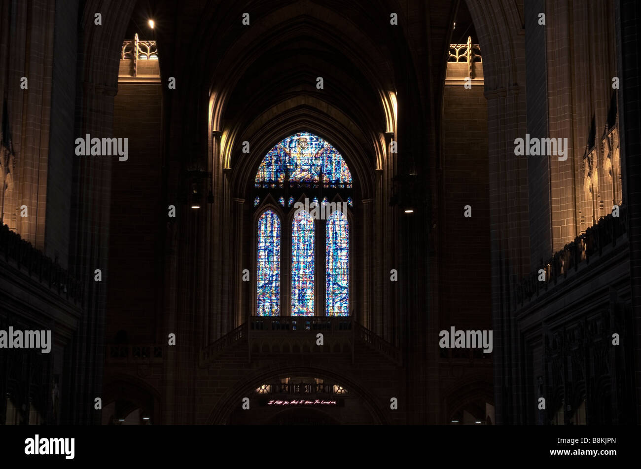A stained glass window in Liverpool cathedral Stock Photo