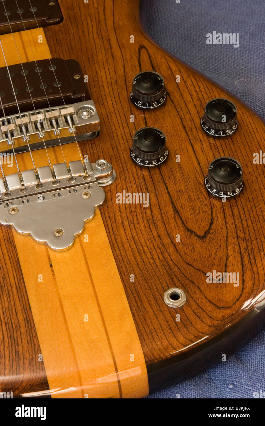 A close up of an electric guitar Stock Photo