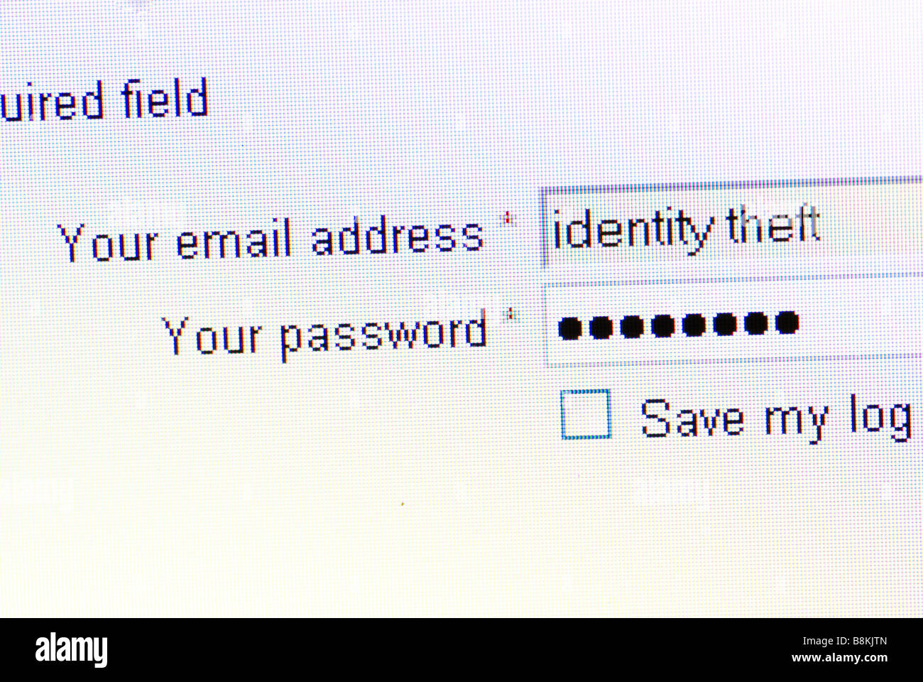 Identity theft on an internet login page Stock Photo