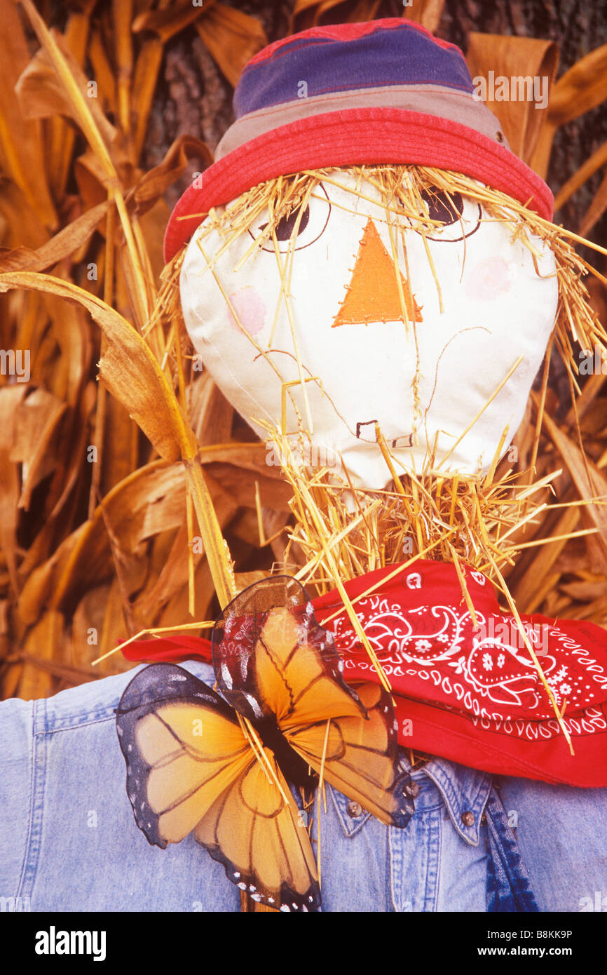 Halloween scarecrow Annual Scarecrow Competition Peddlars Village near Philadelphia Pennsylvania Stock Photo