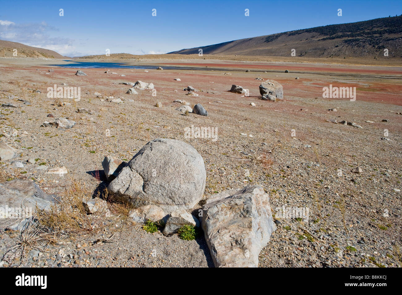 Grant Lake nearly empty due to drought June Lake Loop Sierra Nevada Mountains California United States of America Stock Photo