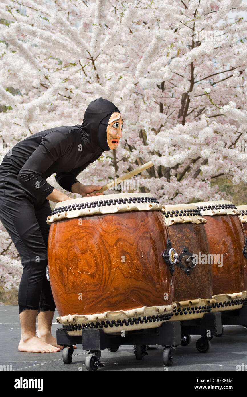 Japanese drummer at the Sakura festival in Philadelphia Stock Photo