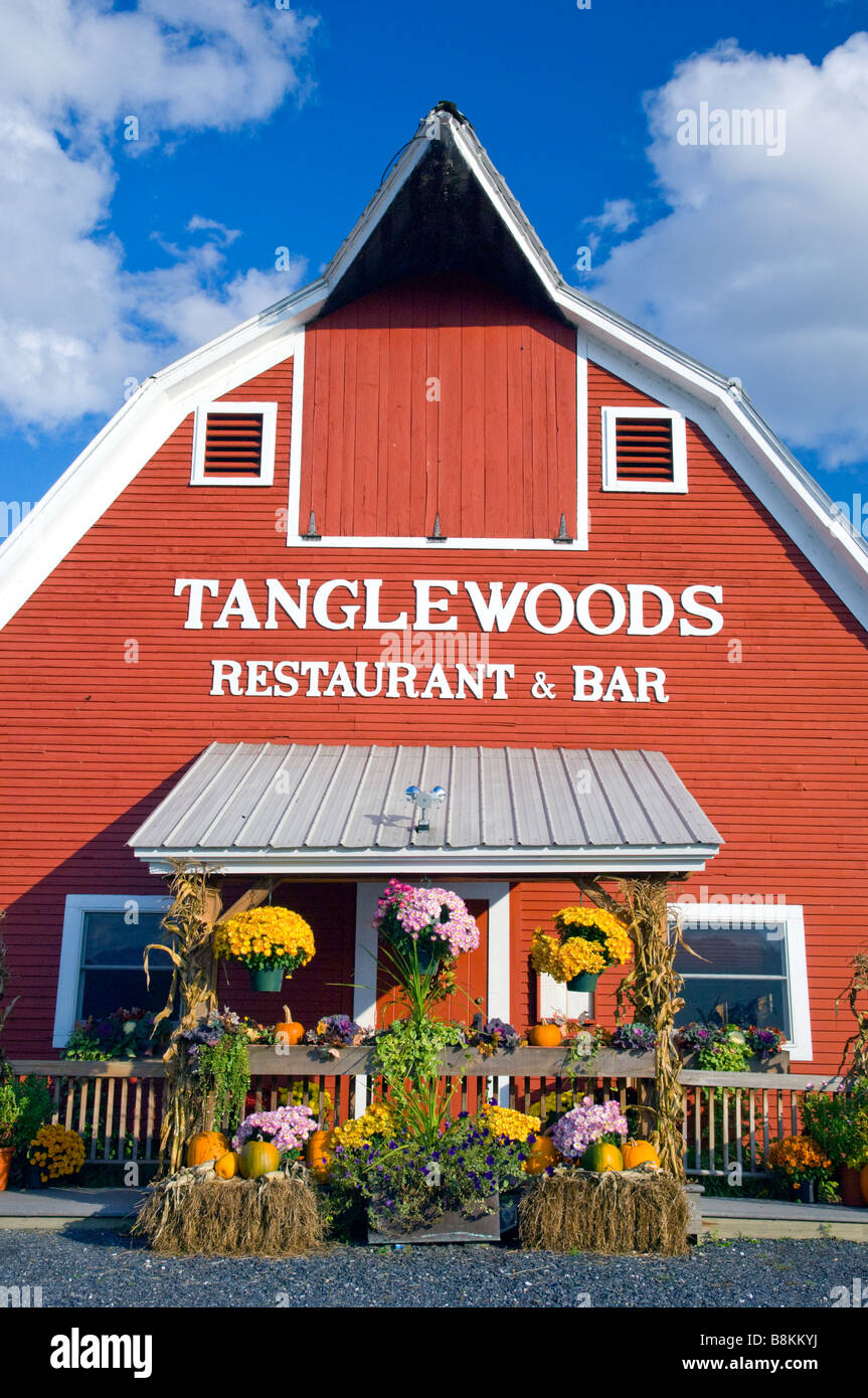 Tanglewoods restaurant and bar in a red barn in Waterbury, Vermont, USA