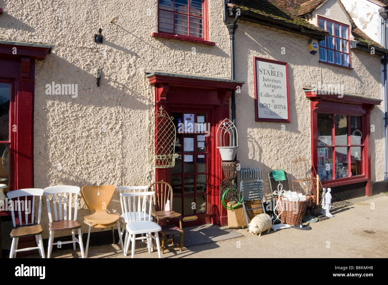Antique Shop In Long Melford Suffolk England Stock Photo