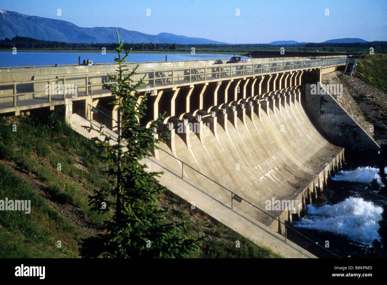 Jackson Lake Dam Grand Tetons National Park Wyoming USA serves as Stock