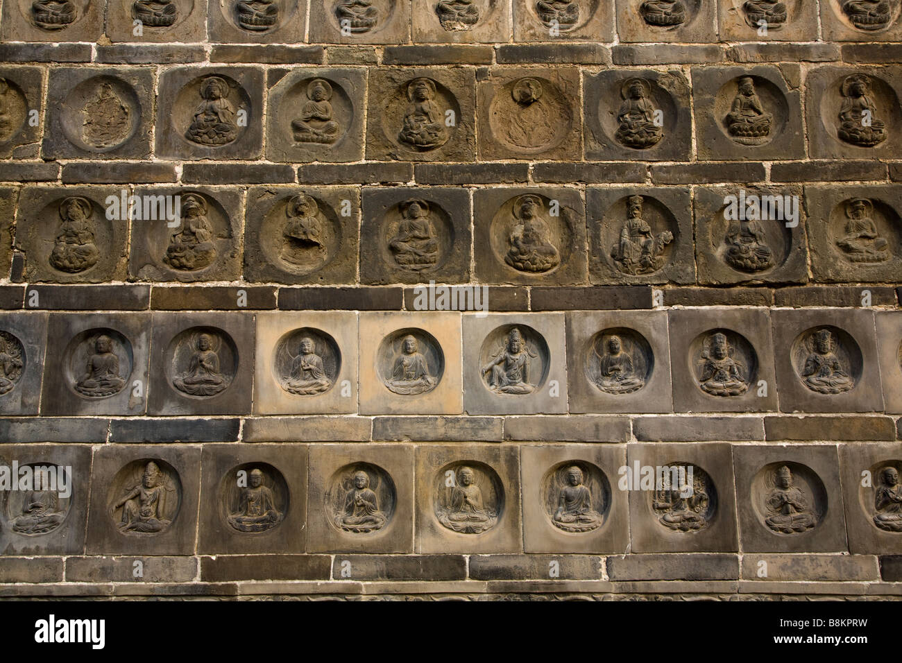Fan Pagoda, Kaifeng, China: many of the 108 Buddha icons had to be replaced after destruction during the Cultural Revolution Stock Photo