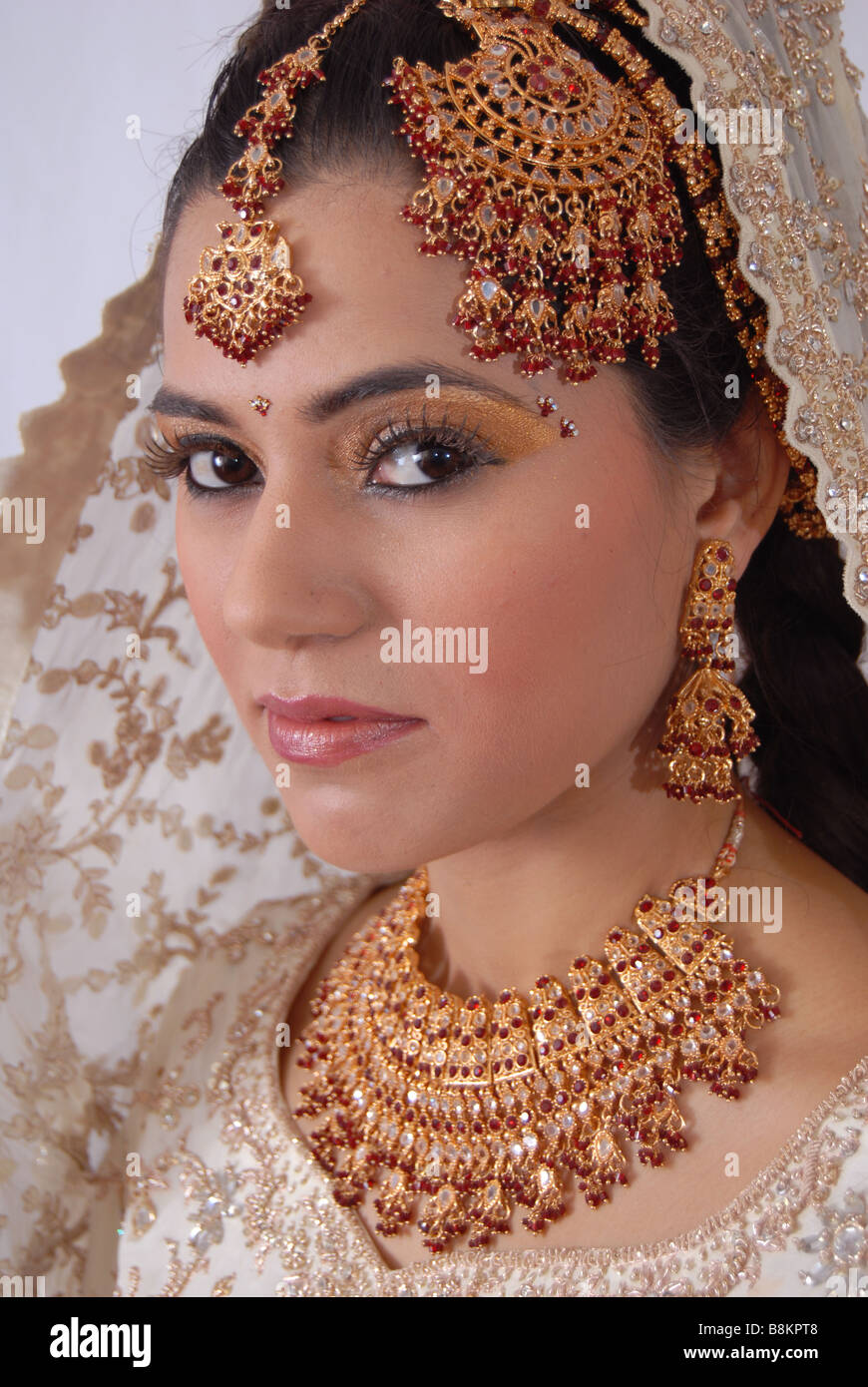 Pretty Asian or Indian Bride Stock Photo