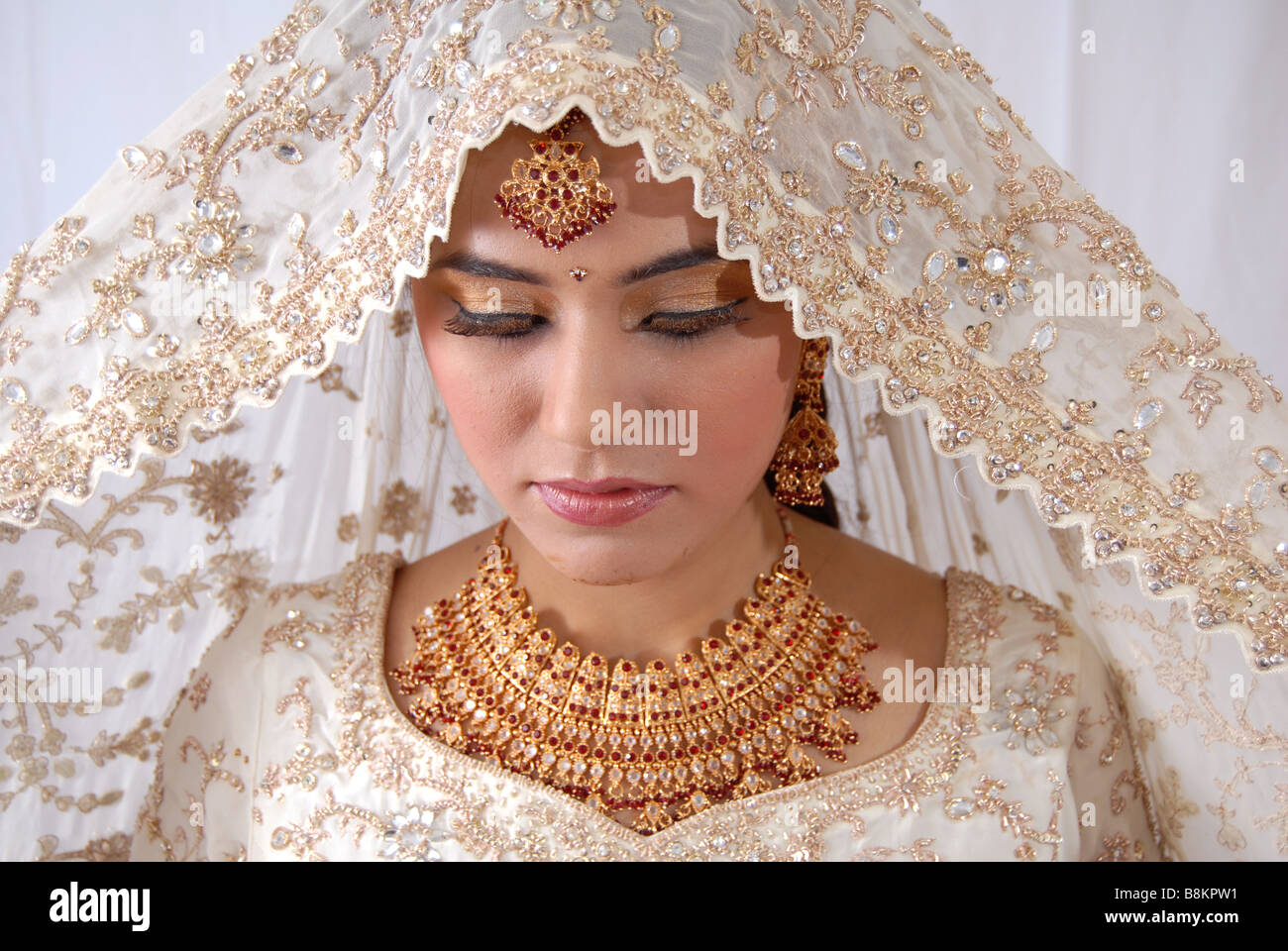 Pretty Asian or Indian Bride Stock Photo