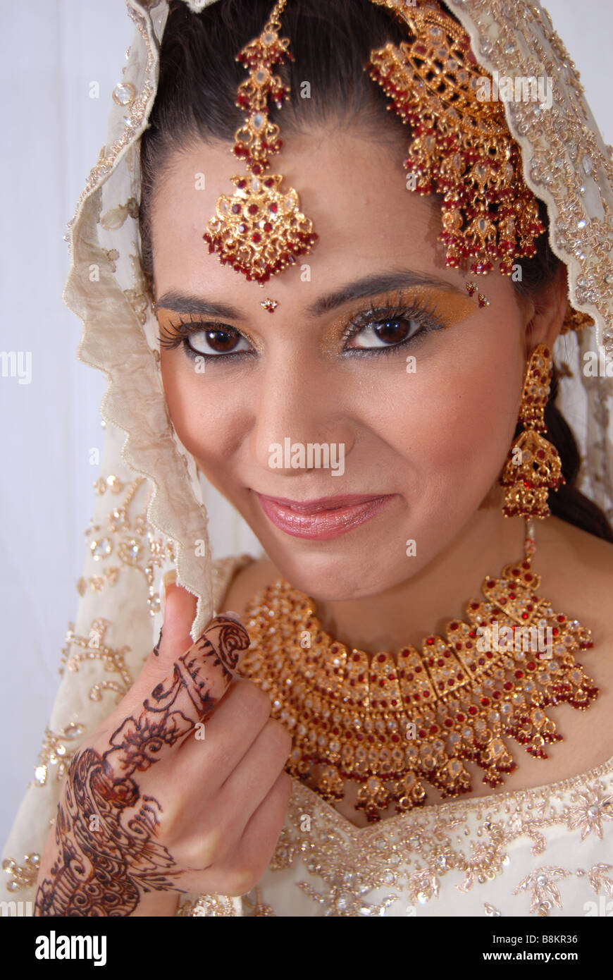 Pretty Asian or Indian Bride Stock Photo