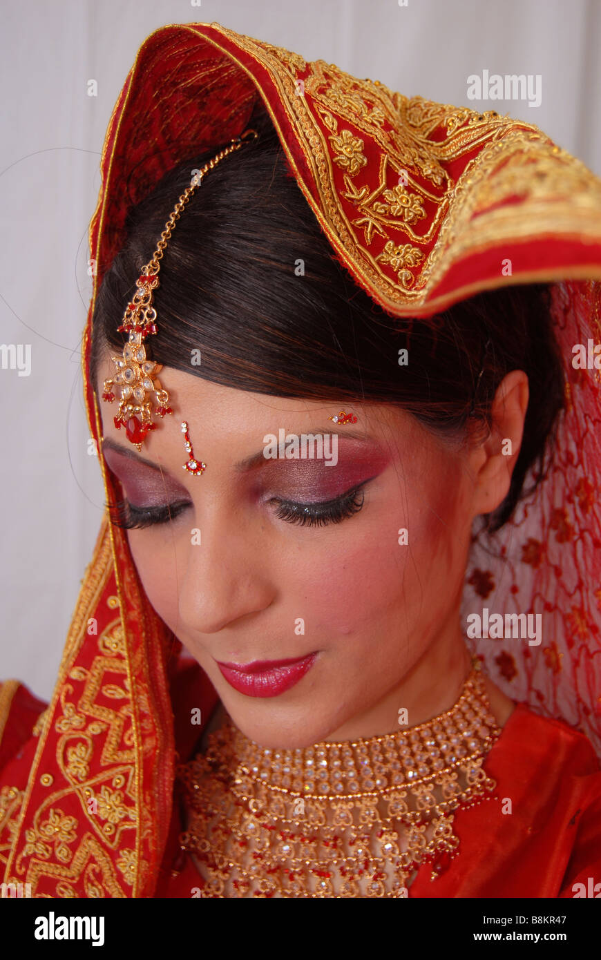 Pretty Asian or Indian Bride Stock Photo